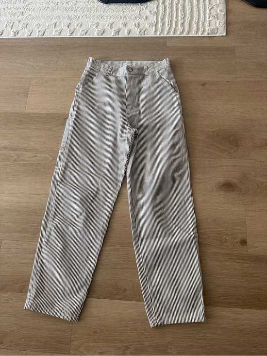 Carhartt Pants - Carhartt Women's Wide Leg Pinstripe Pants - White & Black